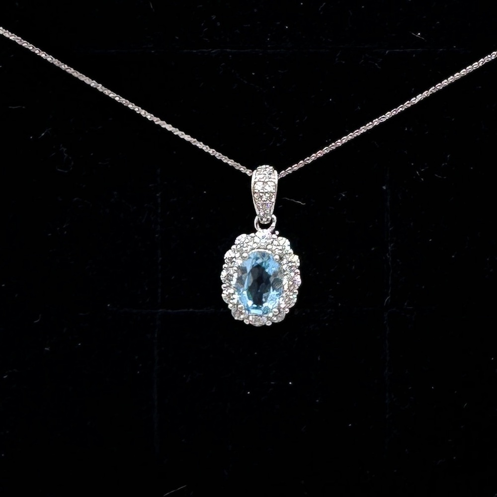 Swiss blue topaz pendant sterling silver